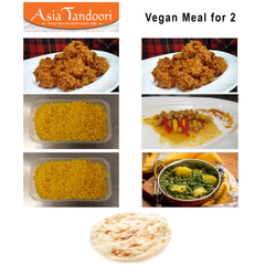 Vegan Meal For 2 - 500g Mixed Vegetable & Mushroom Pakora, 2 Curries of Your Choice, 2 x Fried Rice, Naan bread